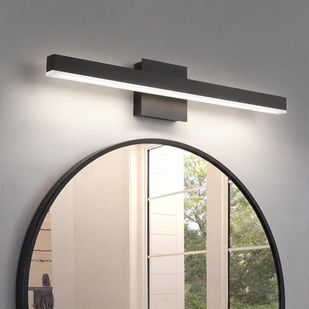 23.62" Black LED Bathroom Vanity Light Bar 18W 4000K Modern Wall Sconce